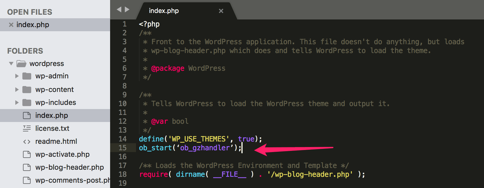 在 WordPress 根目录 index.php 中开启 Gzip 压缩