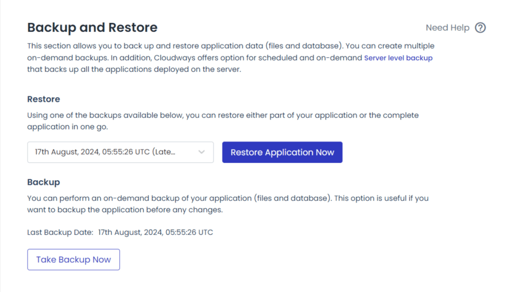 Cloudways 备份与恢复功能