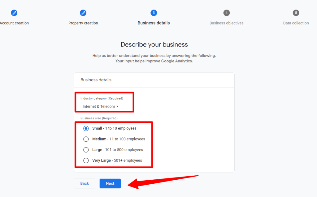 Analytics 行业类别设置页
