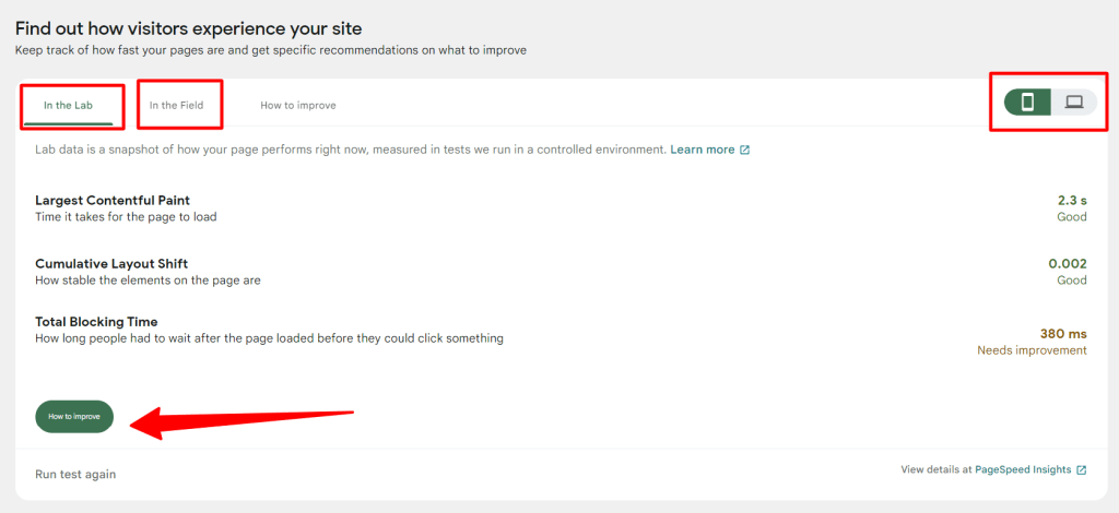 Site Kit PageSpeed Insights 性能数据