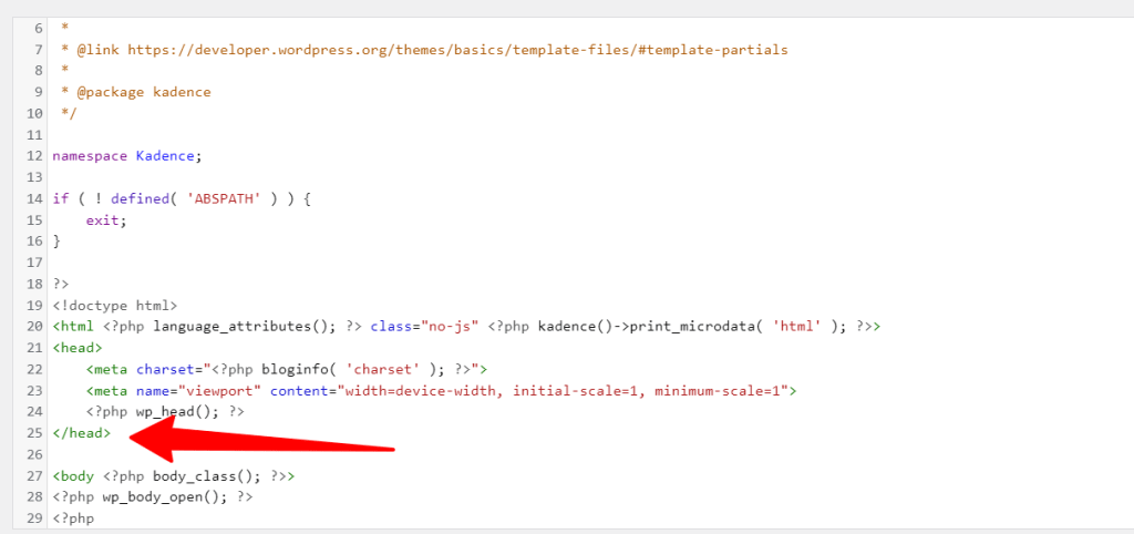 Kadence 主题 header.php 文件 - 闭合标签