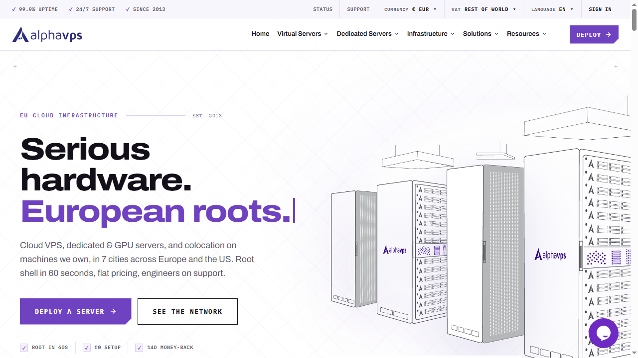 AlphaVPS 官网首页截图