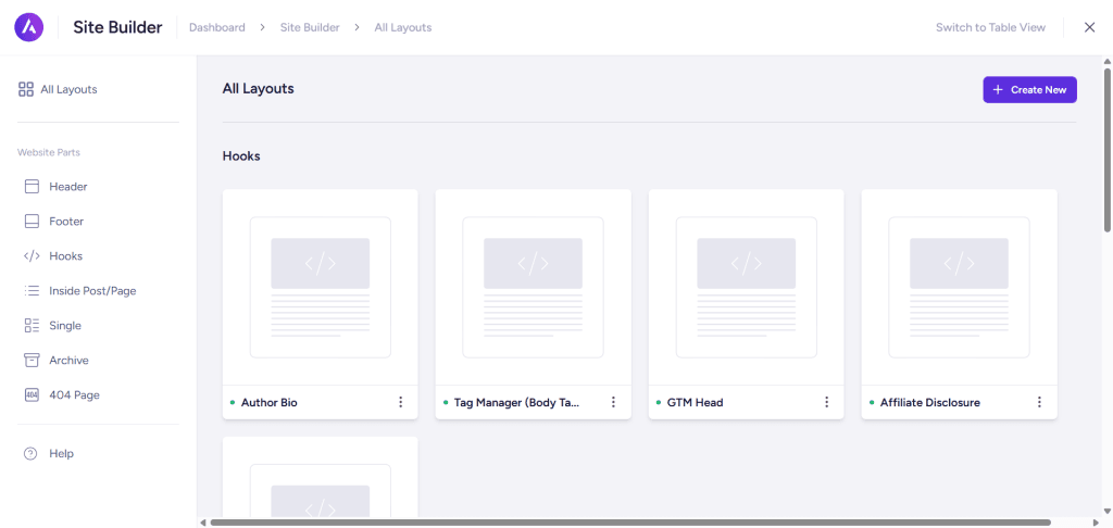 Astra Site Builder 布局页面