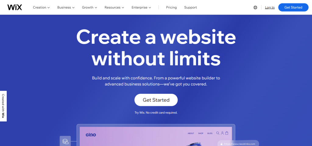 Wix.com 首页