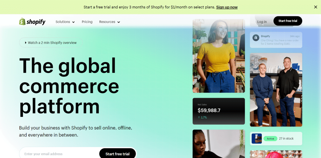 Shopify.com 首页