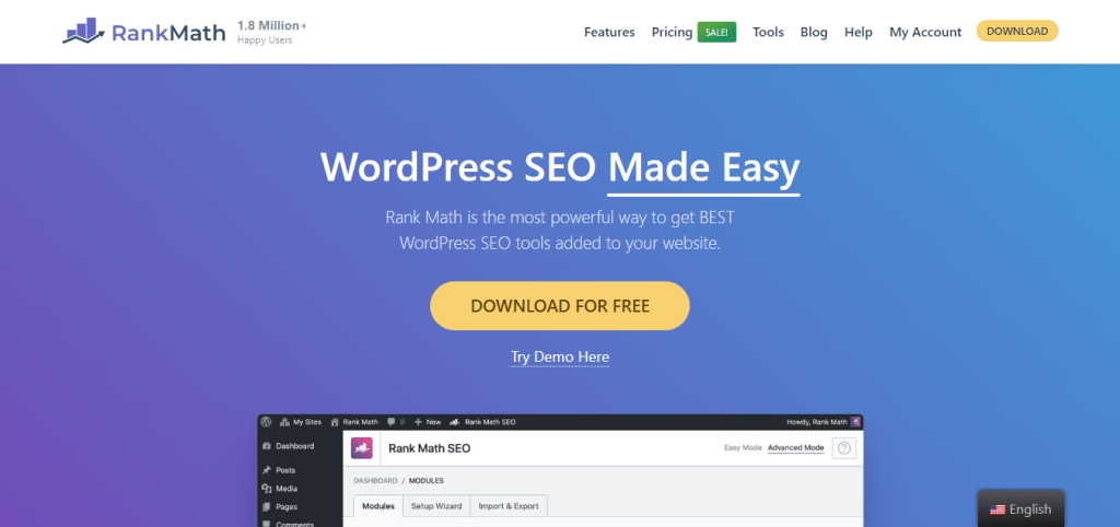 RankMath SEO 网站首页