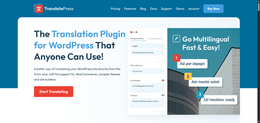 TranslatePress 网站首页