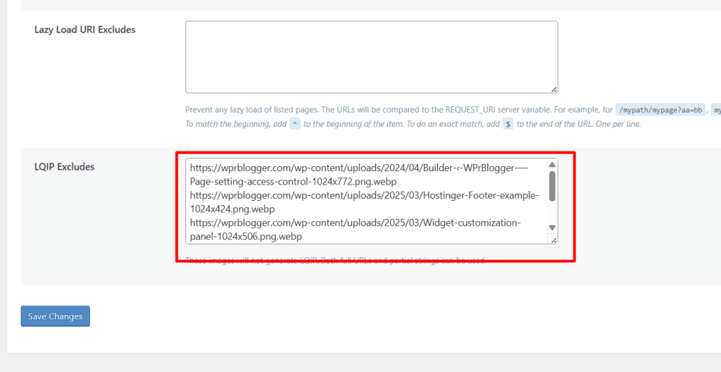 LiteSpeed Cache 媒体排除设置：特定图片 URL 加入 LQIP 排除文本区