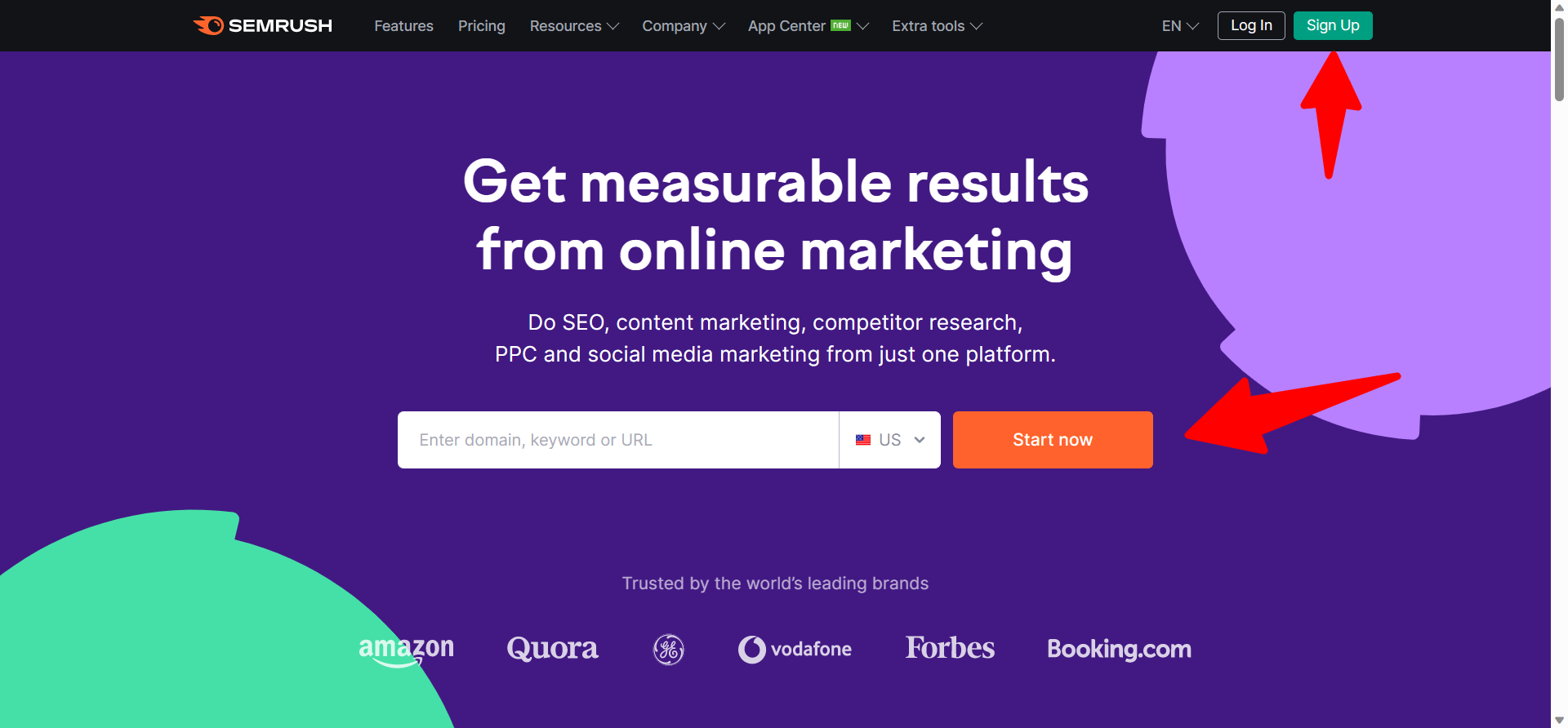 Semrush 落地页