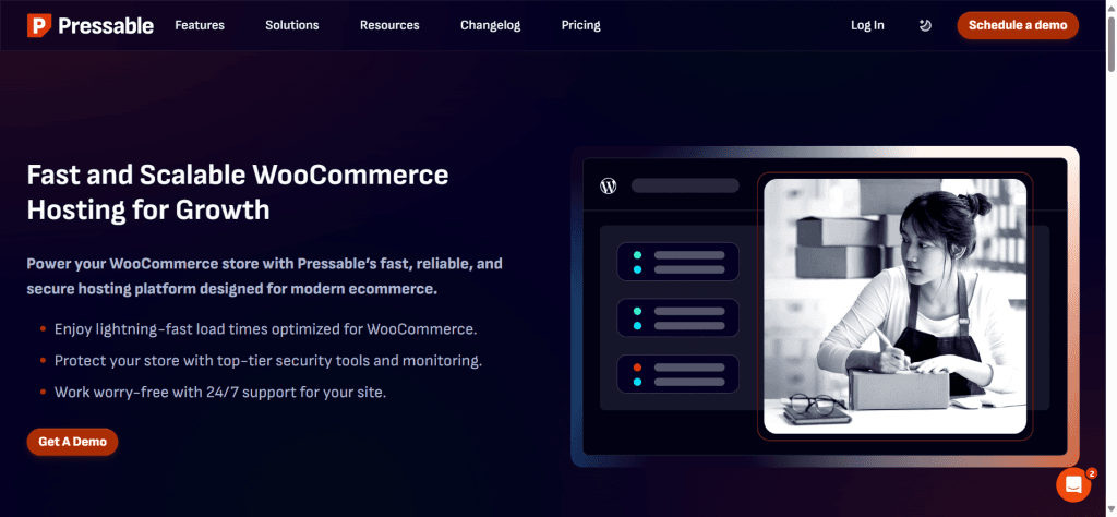 Pressable WooCommerce 主机落地页