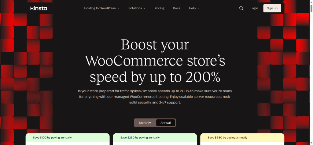Kinsta WooCommerce 主机落地页