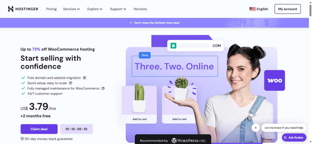 Hostinger WooCommerce 主机落地页
