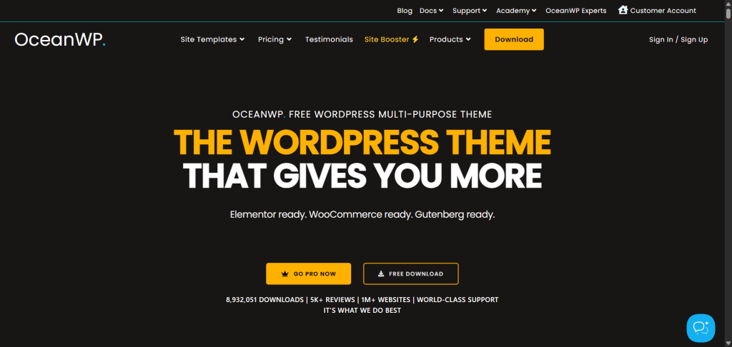 OceanWP WordPress 主题落地页