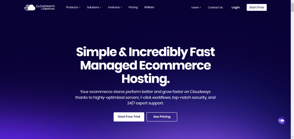 Cloudways 电商主机落地页