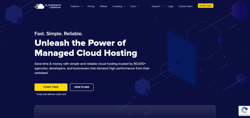 Cloudways WordPress 托管首页