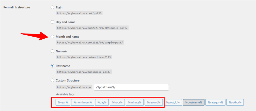 WordPress 固定链接设置