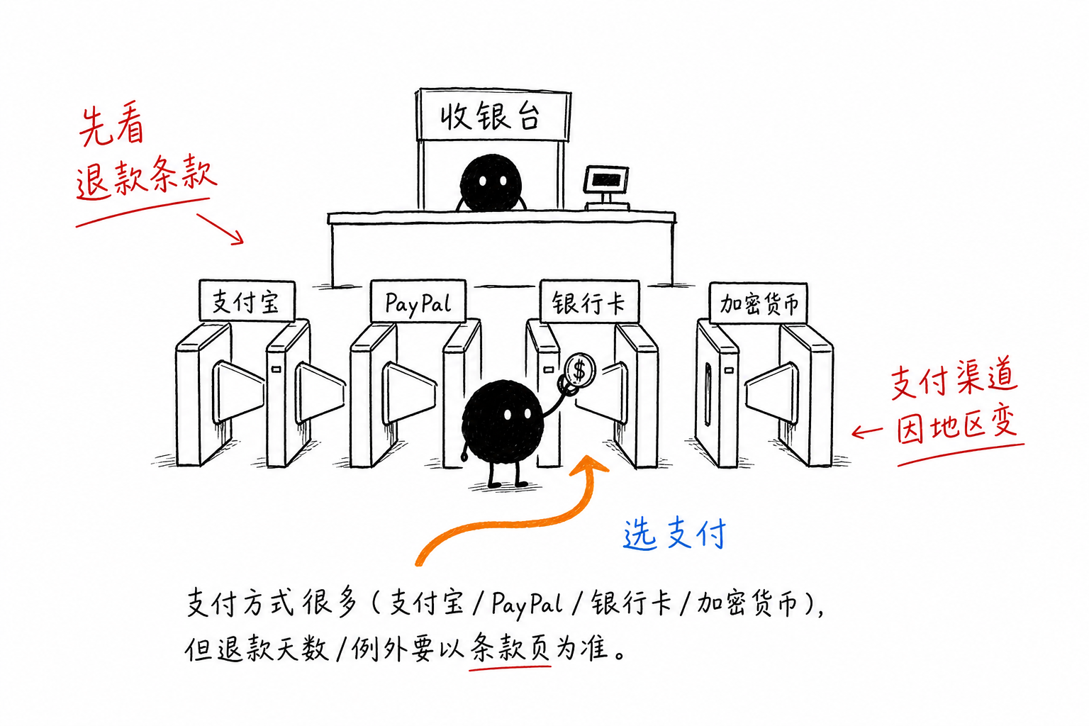多种支付＝收款台多闸口
