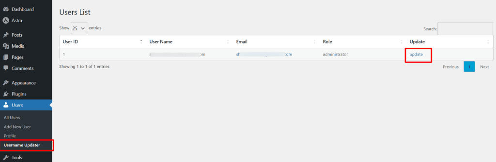 Easy Username Updater 插件界面