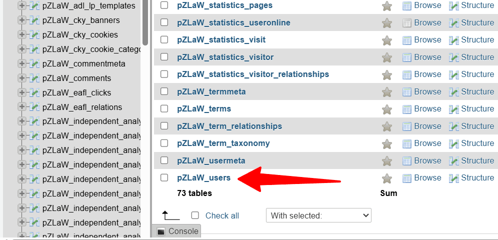 PhpMyAdmin wp_users 表
