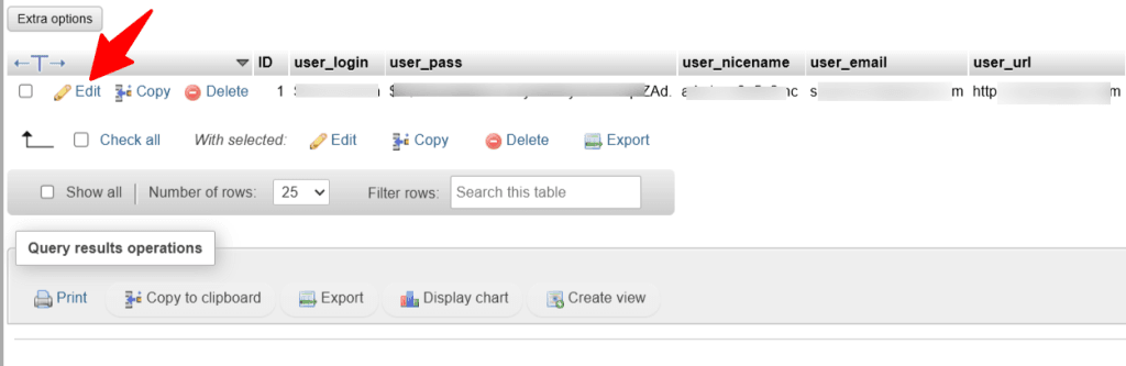 在 phpMyAdmin 中编辑用户名