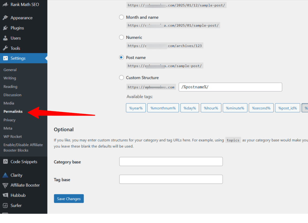 WordPress 固定链接页面
