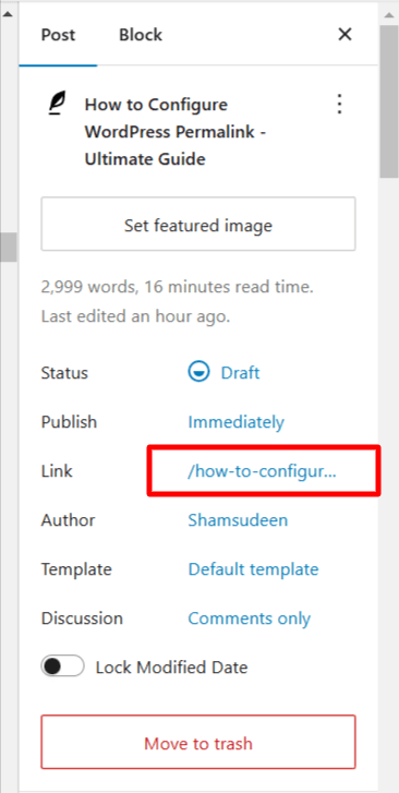 Gutenberg 编辑器中的 WordPress URL 别名设置链接