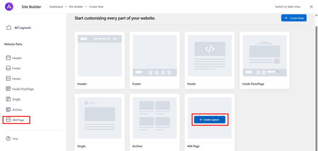 Astra Pro 主题 Site Builder 布局界面