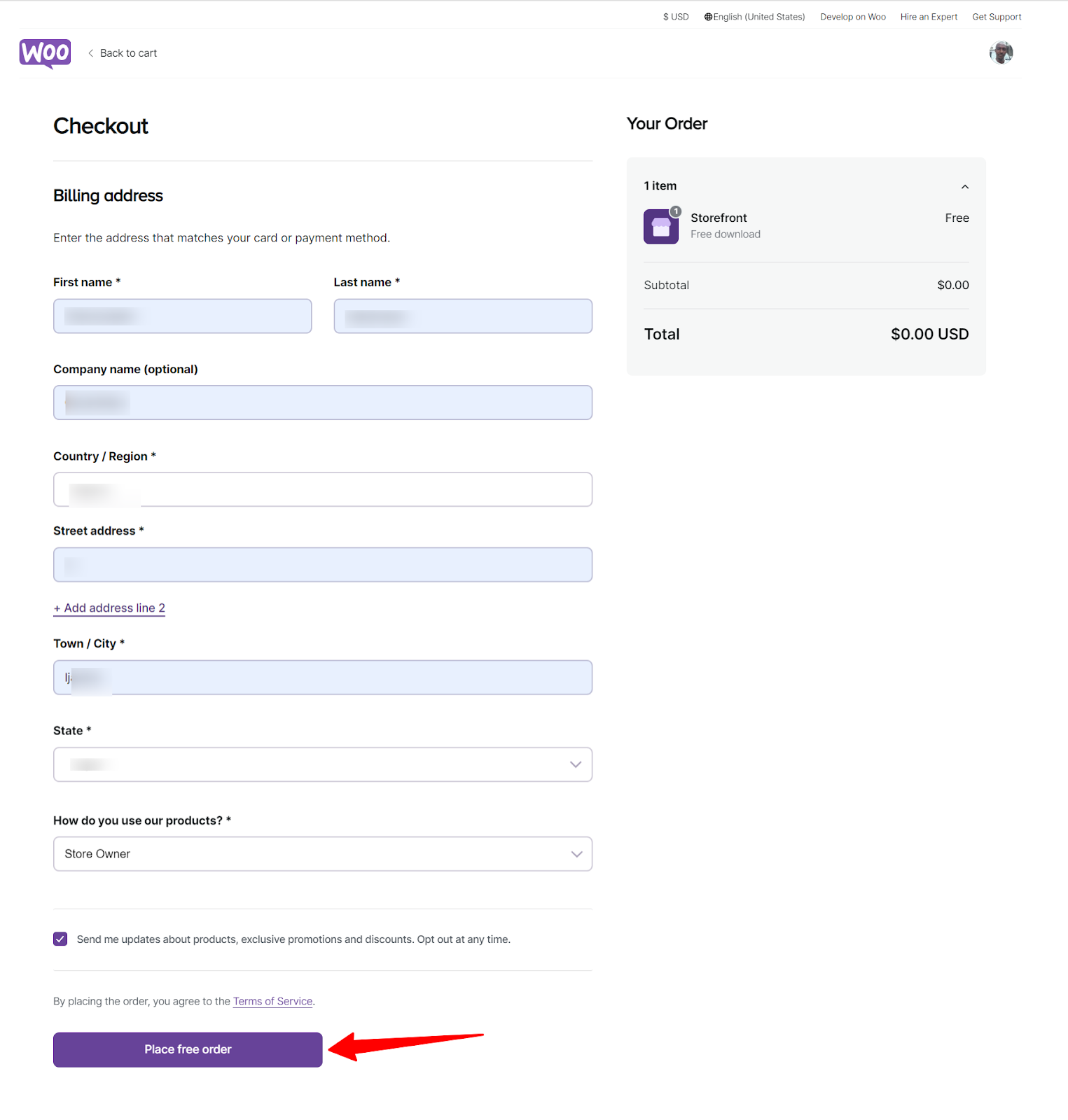 WooCommerce 结账页面