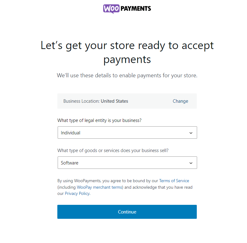 WooPayments 设置页面