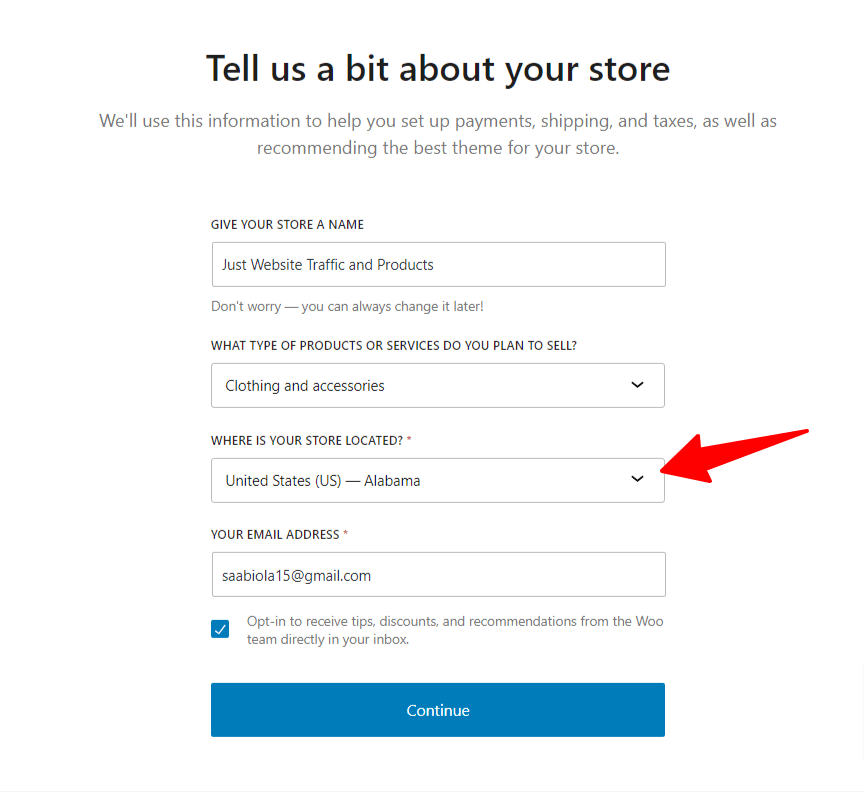 选择商店位置 - WooCommerce