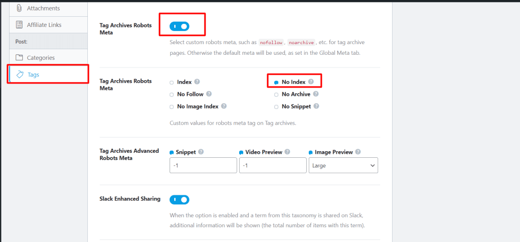 RankMath SEO - 标签机器人元标签页面设置