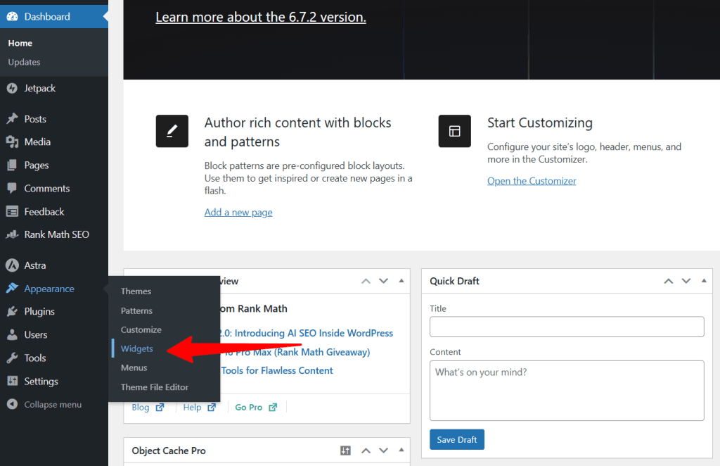 WordPress 小组件菜单