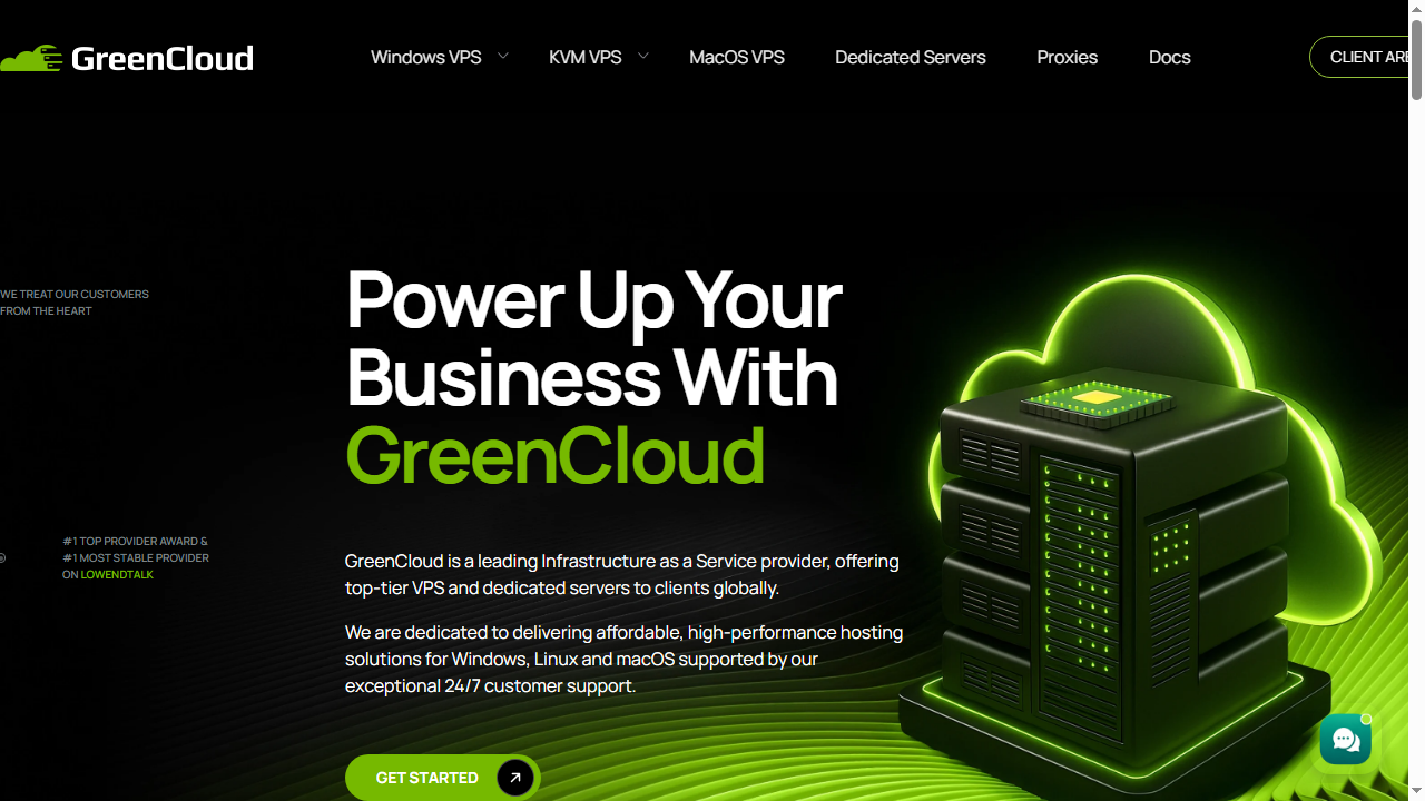 GreenCloudVPS 官网首页截图