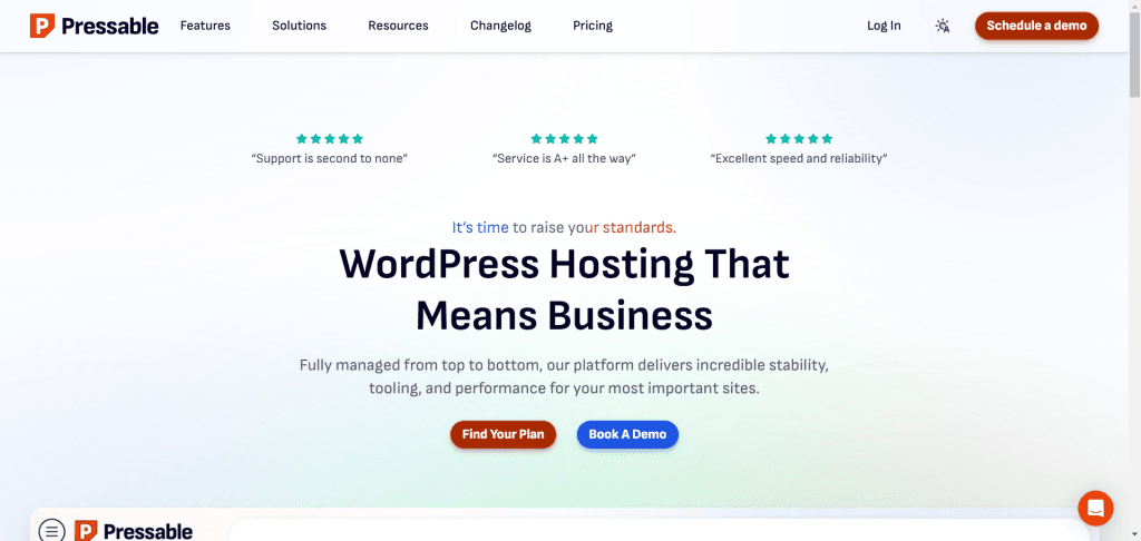 Pressable WordPress 托管 - 首页