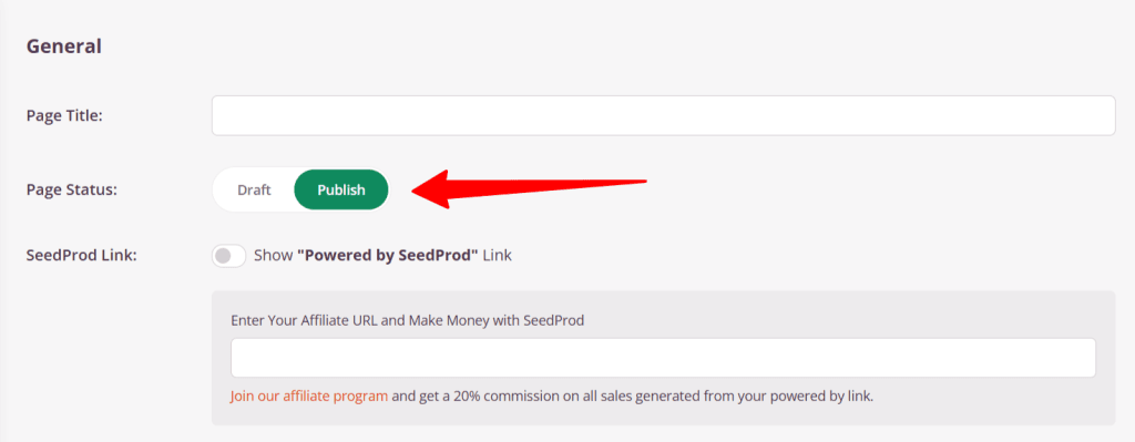SeedProd 中的发布按钮