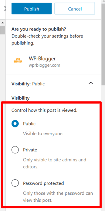 WordPress 文章可见性设置
