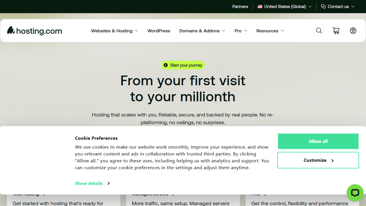 Hosting.com 官网首页截图