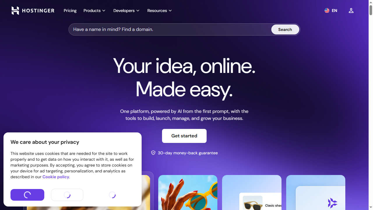 Hostinger 官网首页截图