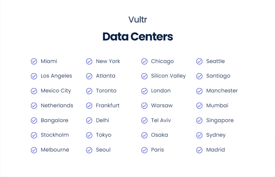Cloudways Vultr 数据中心位置