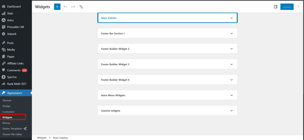WordPress 小工具区域