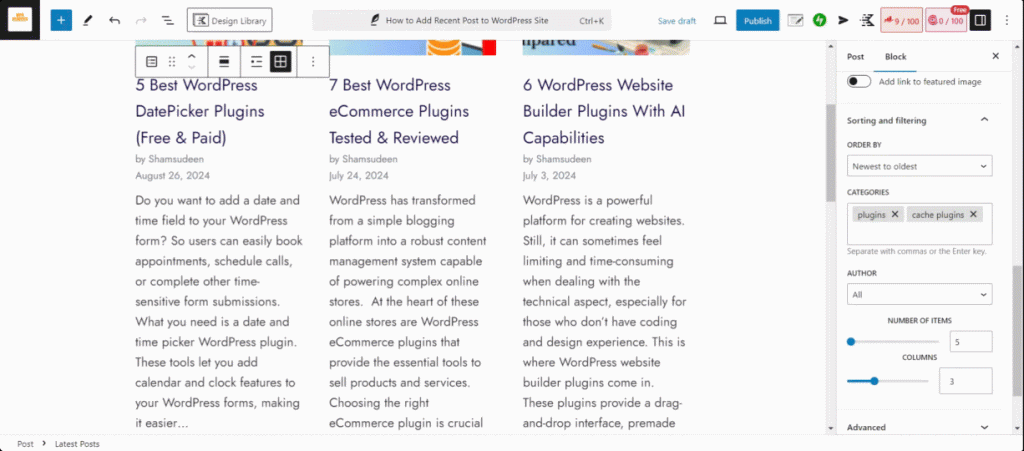 如何在 Gutenberg 最新文章块中选择最新文章的网格或列表视图