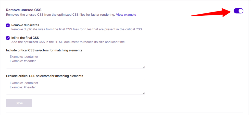 NitroPack 移除未使用 CSS 设置