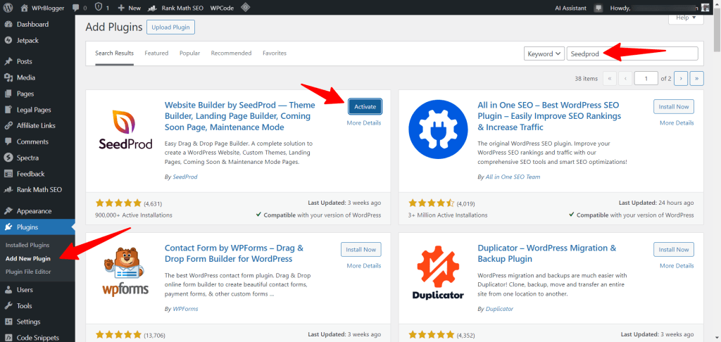 WordPress 后台插件区域