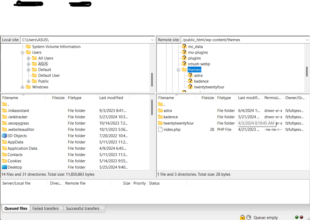 FileZilla 界面连接网站服务器