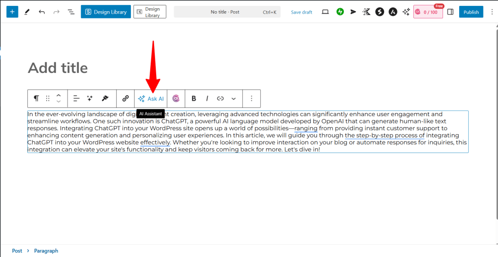 Gutenberg 工具提示上的 Spectra Pro 图标