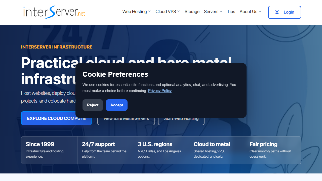 InterServer 官网首页截图