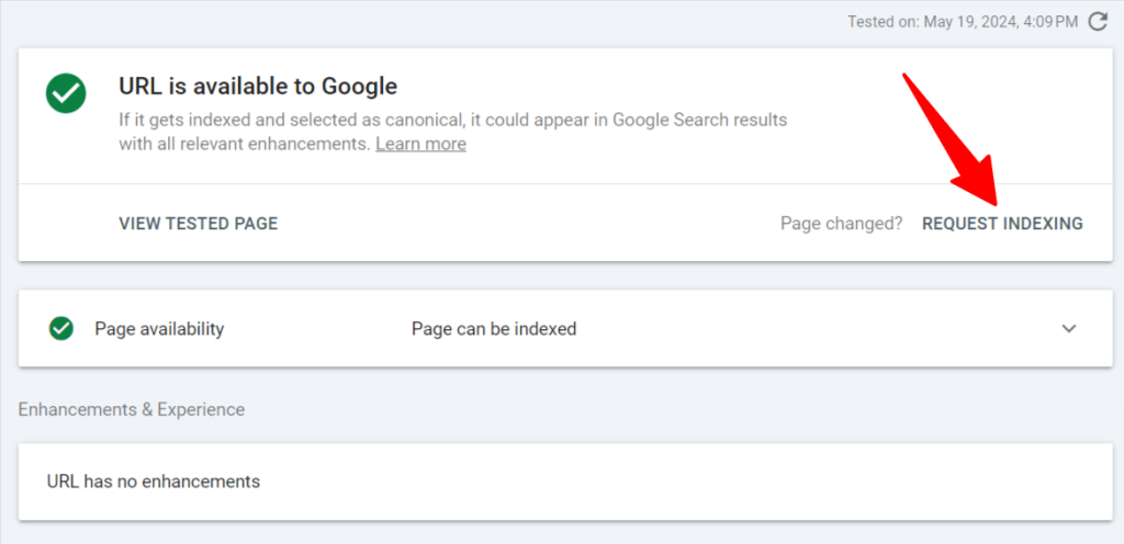 Google Search Console - 请求索引链接