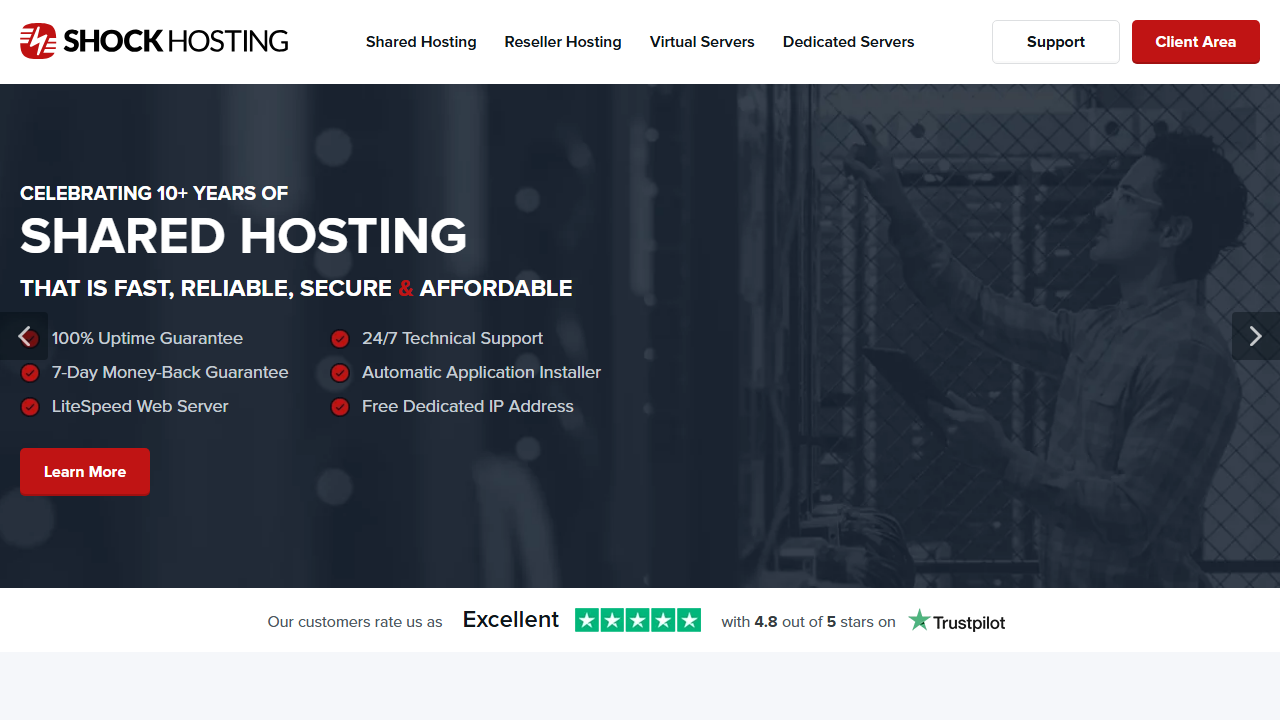 ShockHosting 官网首页截图