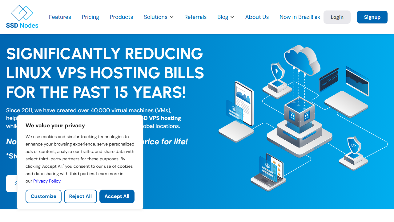SSDNodes 官网首页截图