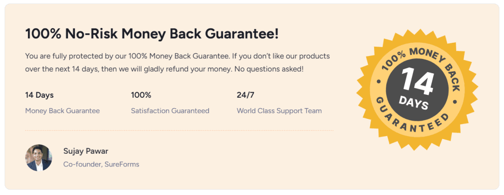 SureForms 14 天退款保证政策